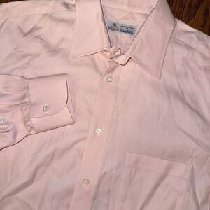 Borrelli‎ Napoli Long Sleeve Button Up Shirt Men's Large Pink Cotton Italy Dress
